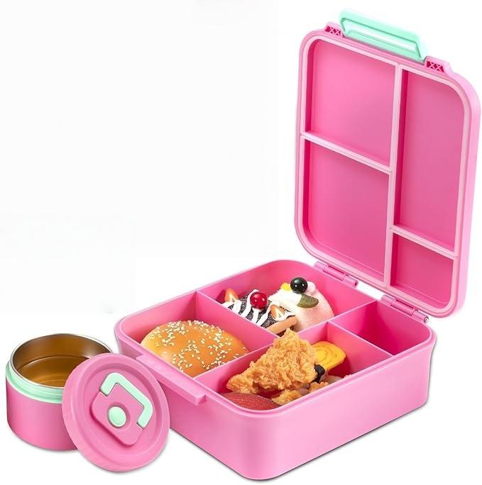 

Children s Packed Bento Lunch Box Bag,1700ml Food Storage Taper Containers with Toppers Thermos Jar Lunchbox Kids School Tupper розовый