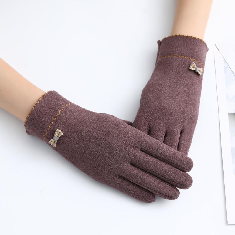 Women Winter Warm Touch Screen Thin Fleece Elegant Cute Bow Sweety Outdoor Drive Cycling Windproof Not Bloated Mittens Gloves