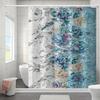 Vibrant Floral Art Shower Curtain - Aqua Blue Background, Spring Flowers Design, Machine Washable, Includes Hooks