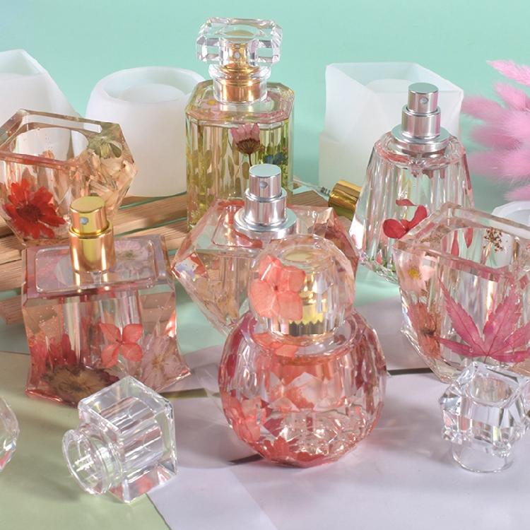 3 Pcs Perfume Bottle Silicone Resin Molds UV Resin Epoxy Silicone Casting Molds