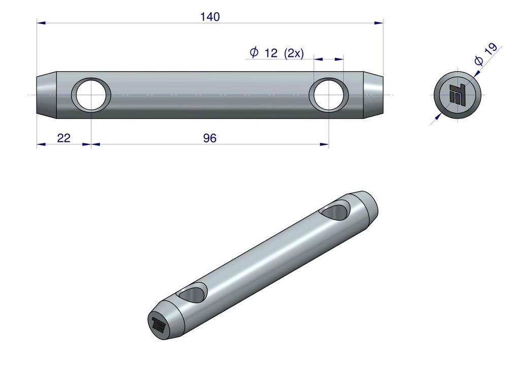 Universal Pin 2-holes Fi 12 19x96x140 TEGER