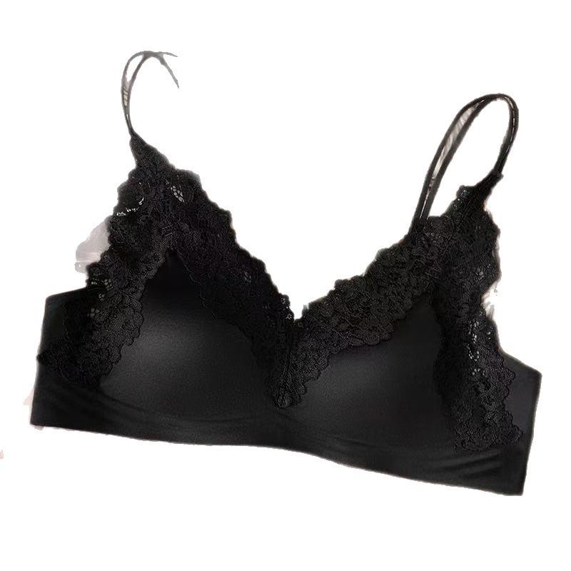 French Lace Satin Seamless Women's Thin Anti-sagging New Sexy Back Bra