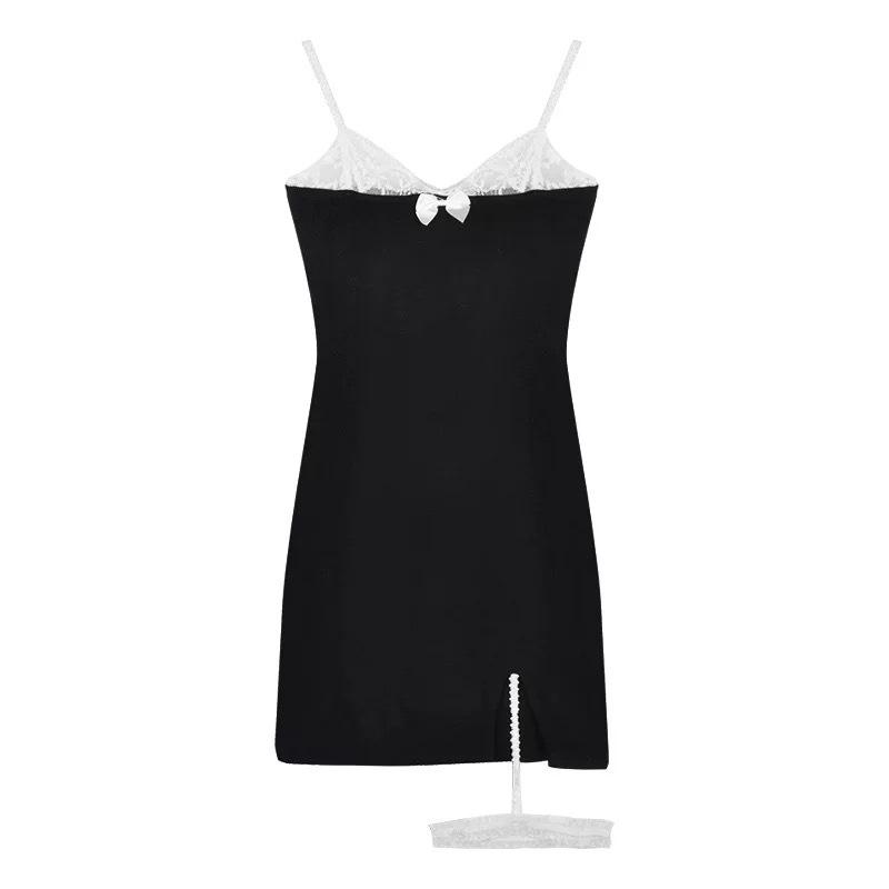 Night Cat French Retro Lingerie Lace Suspender Dress Hottie Waist Slim Bag Arm Short Skirt Pajamas