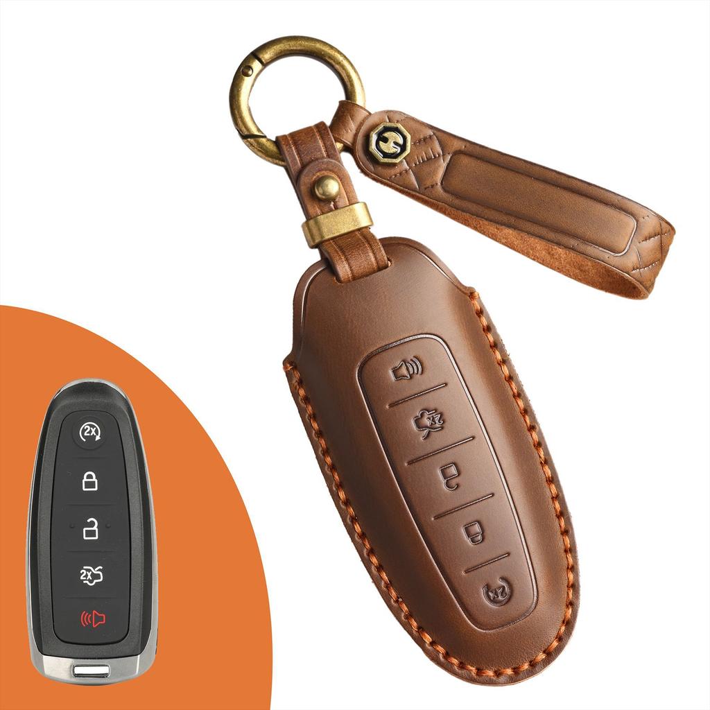 The New Retro Key Cover Is Suitable for Lincoln Aviator Navigator Navigator Leather Car Keychain.