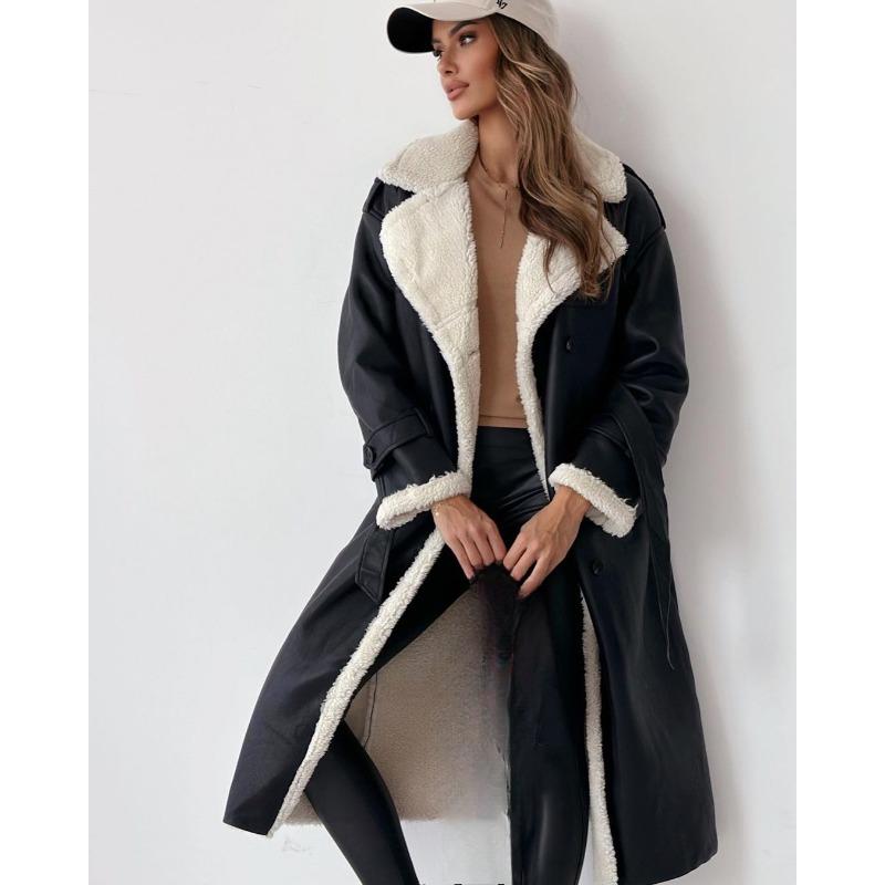 Autumn and Winter New Double Wear Collar Lapel Long Coat