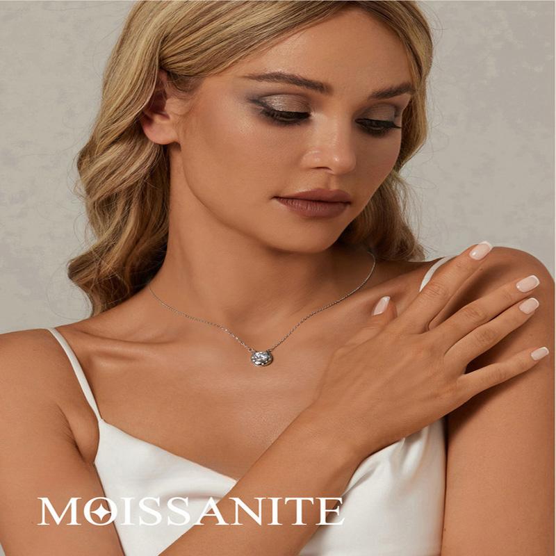 Elegant D Vvs1 1CT Brilliant Cut S925 Sterling Silver Moissanite Necklace for Women Diamond U Shape GRA Charm Jewelry