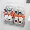 Double-layer Organizer Household Storage Rack Foldable Shoes Rack Wall Mounted Slippers Hanging Shelf Holder Storage Rack