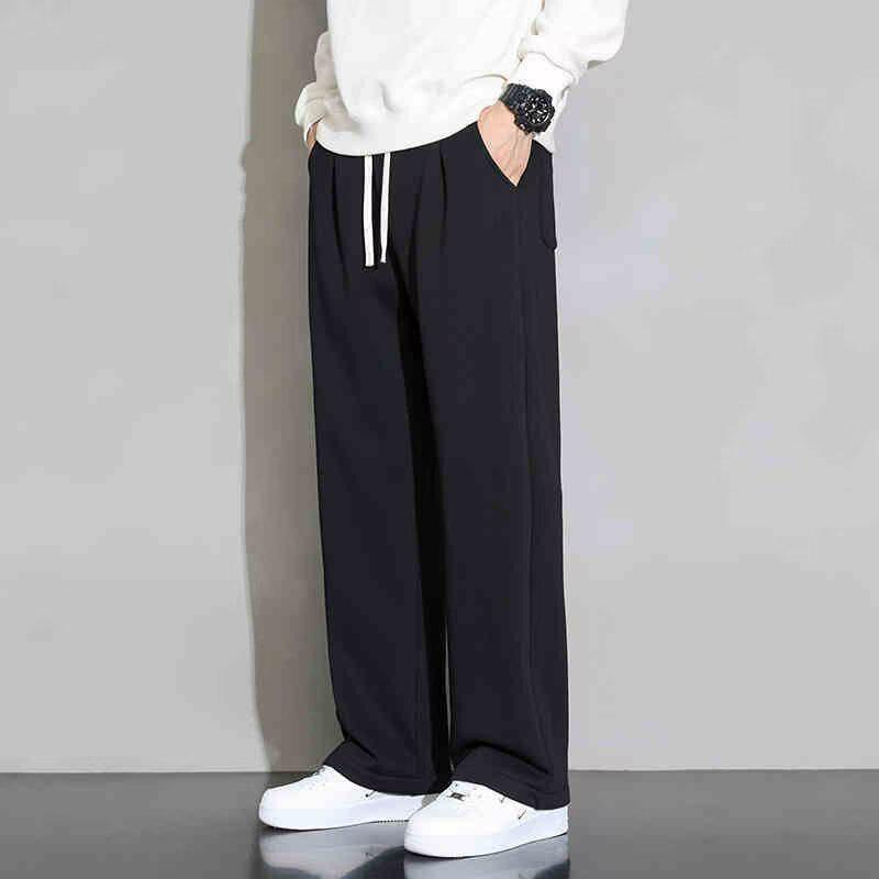 Men's Plus Size Corduroy Wide-Leg Pants, Loose Fit, Casual Streetwear for Spring & Autumn