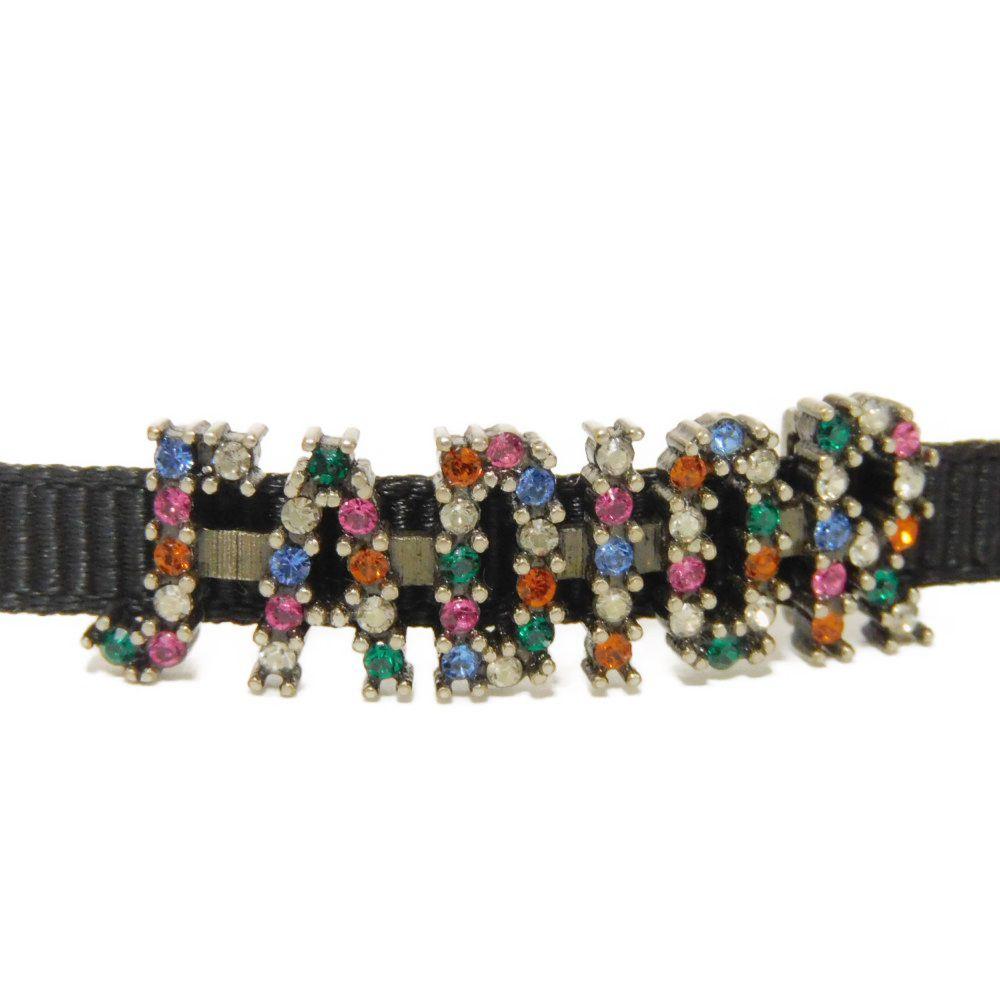 Used J'ADIOR crystal choker (N0681ADRCY 7984) in excellent condition with a black ribbon inset and CD logo in clear