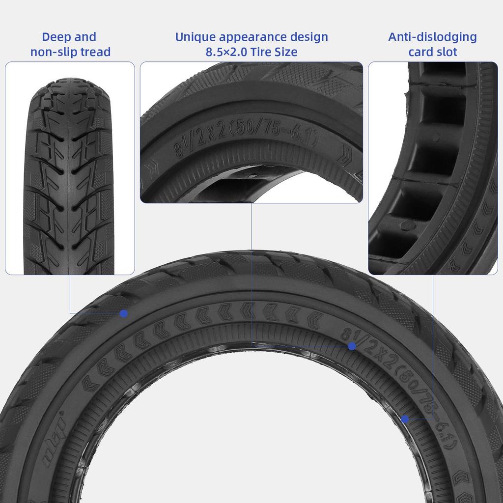 Balck Ulip 8 1/2*2(50/75-6.1) Off-road Solid Tire for Xiaomi Scooters
