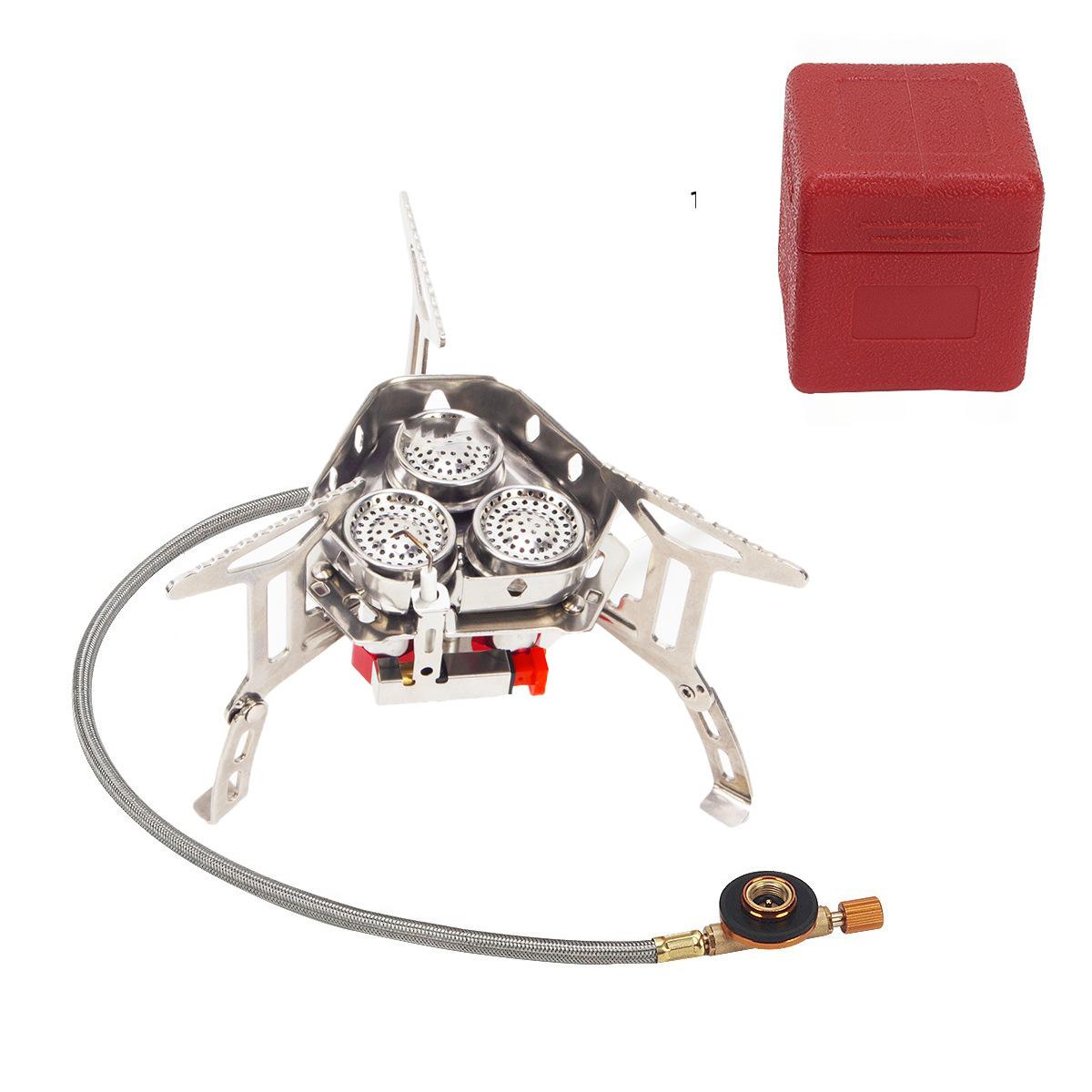 

Outdoor Picnic Stove, Split Stainless Steel Three-Head Stove, Windproof Burner, Portable Foldable Stove Supplies Second generation windproof three-head stove
