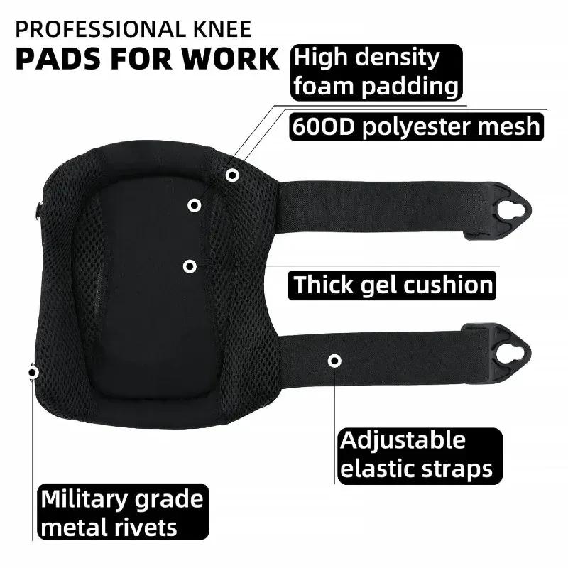 Professional Knee Pads for Work with Secure Double Straps & Regulable Clips Would Industrial Heavy Duty Tactical Gardening