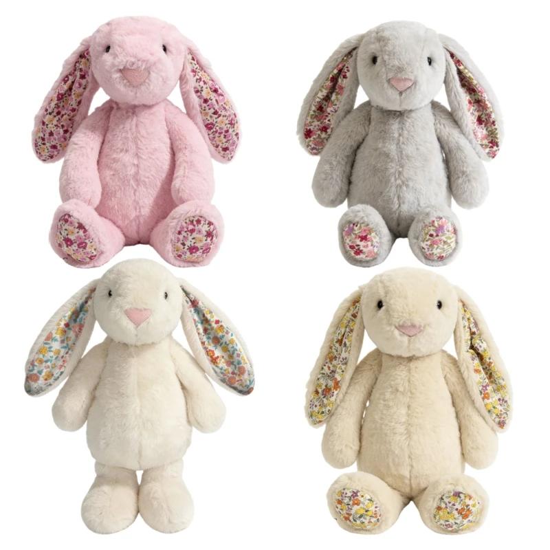 Juguete de Peluche de Conejo Floral Adorable de 23 cm Muñeco de Conejo Relleno Suave Abrazable con Orejas Florales Regalo de Cumpleaños para Niña Coleccionistas de Peluches