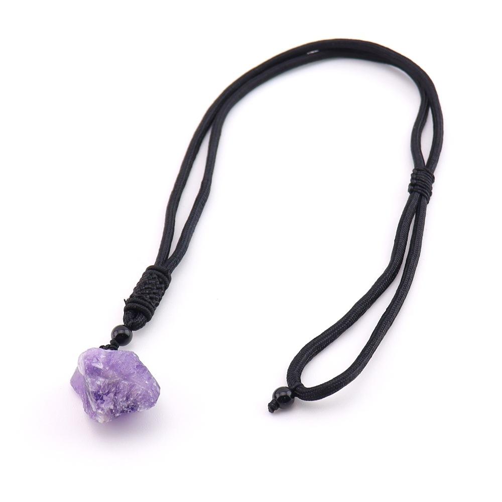 Natural Crystal Rough Stone Pendant, Hand-Beaten Irregular Stone Necklace, Sweater Chain Jewelry N748