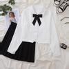 Early Autumn Women's Long-Sleeve White Japanese JK College Style Accordion Pleat Shirt