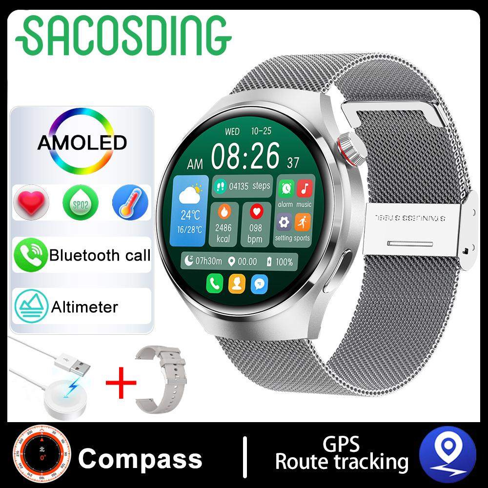 SCOSDING 2023 Nové chytré hodinky NFC pro muže, hlasové volání Sportovní hodinky GT4 Pro Compass GPS Tracker Vodotěsné chytré hodinky pro Huawei Xiaomi iOS