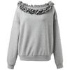 Sancai 2025 Winter Two-Way Off-Shoulder Lace Trim Sweatshirt