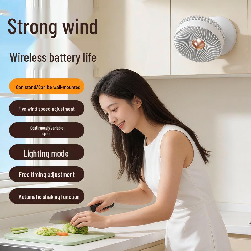Wireless Charging Oscillating Desktop Fan: Compact Household Electric Fan