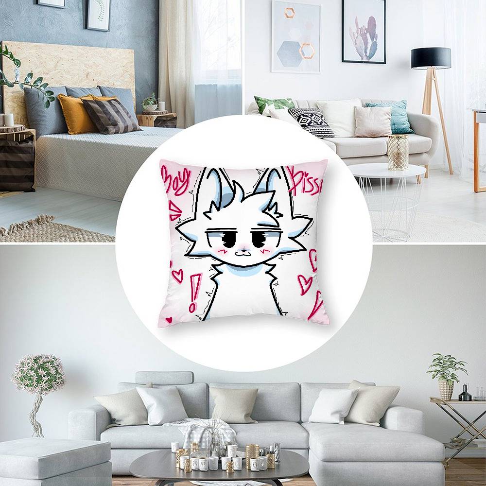 Cartoon B-Boykisser Silly Cat Pillow Case Square Double‑Sided Print Cushion Case For Sofa Home Bedchamber Decor Gift