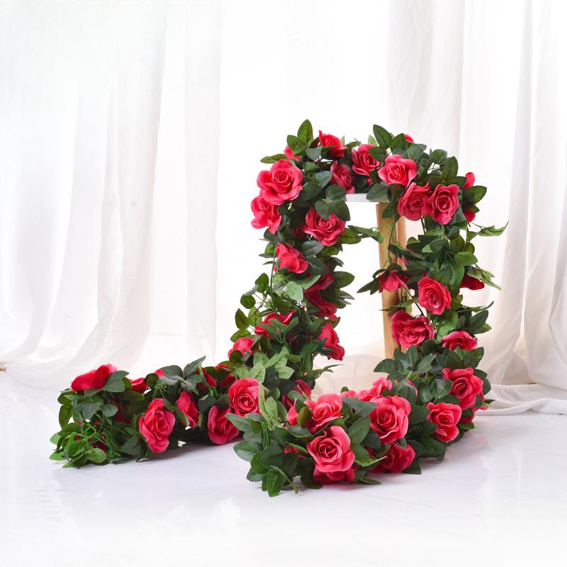 

Искусственная роза, вьющаяся, 16 головок цветов, длина 220 см, искусственное зеленое растение, цветочная лоза, семейная свадебная вечеринка, украшение арки, цветочная лоза long 220CM