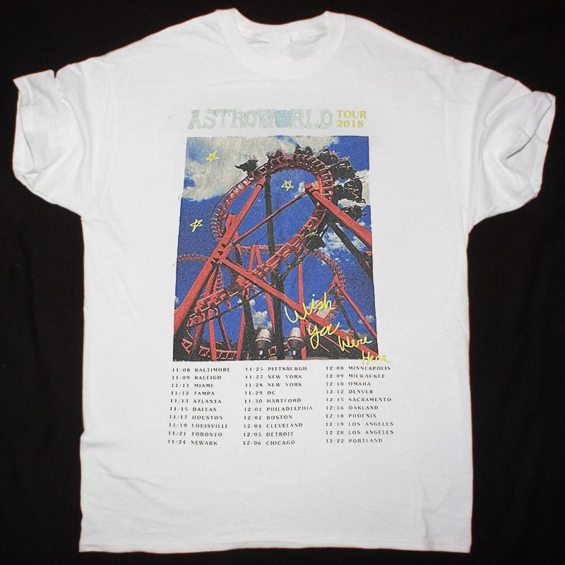 

Travis Scott Astroworld White Roller Coaster 2018 Tour T Shirt Full Size S5XL Unisex T-Shirt S