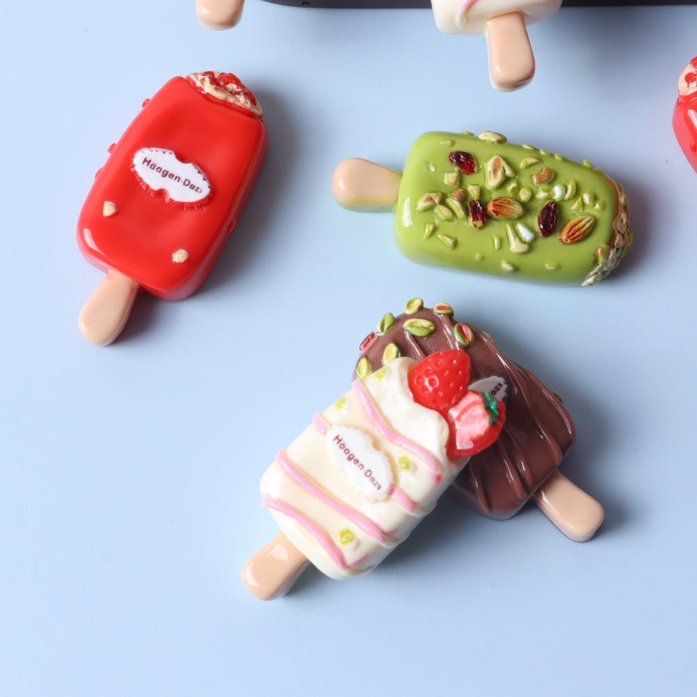 10pcs Resin Mini Cartoon Ice Cream Dessert Flatback Popsicle for Phone Decoration DIY Jewelry Crafts Hair Bows Accessorie