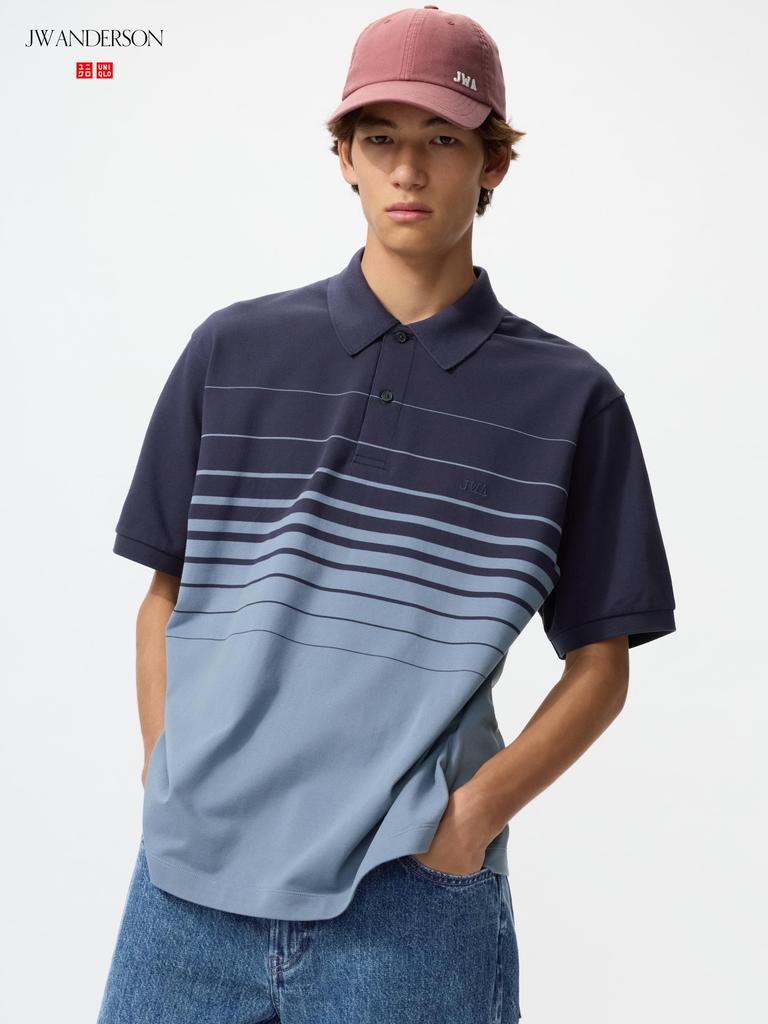 Uniqlo Japan Dry Kanoko Border Polo Shirt