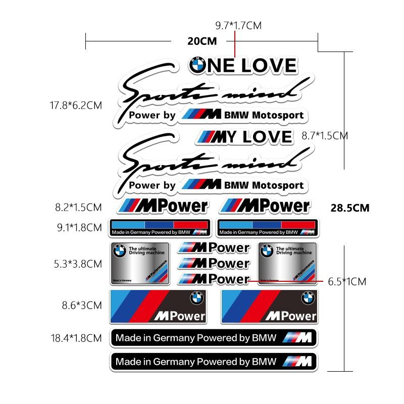 For BMW M Performance Decorative Car Stickers BMW Car Interior Modification Waterproof Locomotive Fuel Tank Reflective Stickers