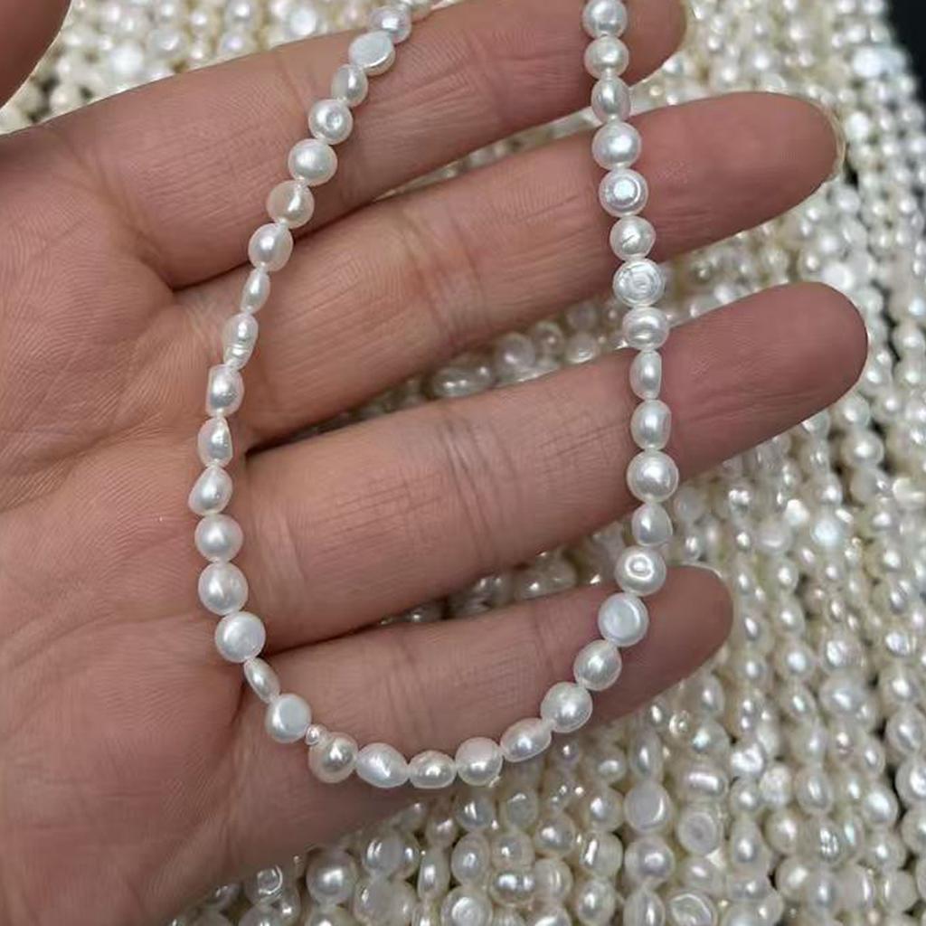 1String, White Natural Shell Mother of Pearl Beads, 4-5mm, Handmade Baroque Beads for Jewelry Making DIY Accessories, Valentines Day Gifts Bulk 36cm