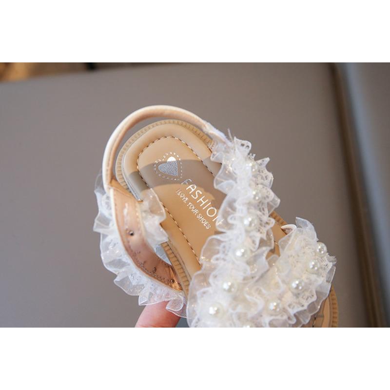 Girls' Lace Sandals | Fashionable Anti-Slip Soft-Sole Beach Shoes for Toddlers & Little Girls Elegant Party Shoes