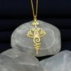 Leuchtender Lotus-Anhänger Halsketten Damen Herren Retro Fluoreszierender Stein Anhänger Legierung Kette Halskette Heilung Yoga Schmuck Geschenke