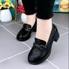 Soft Leather Single Shoes Women's Spring and Autumn 2025 New Round Head Thick Heel Medium Heel Women's Shoes Soft Sole Foot British Loafers