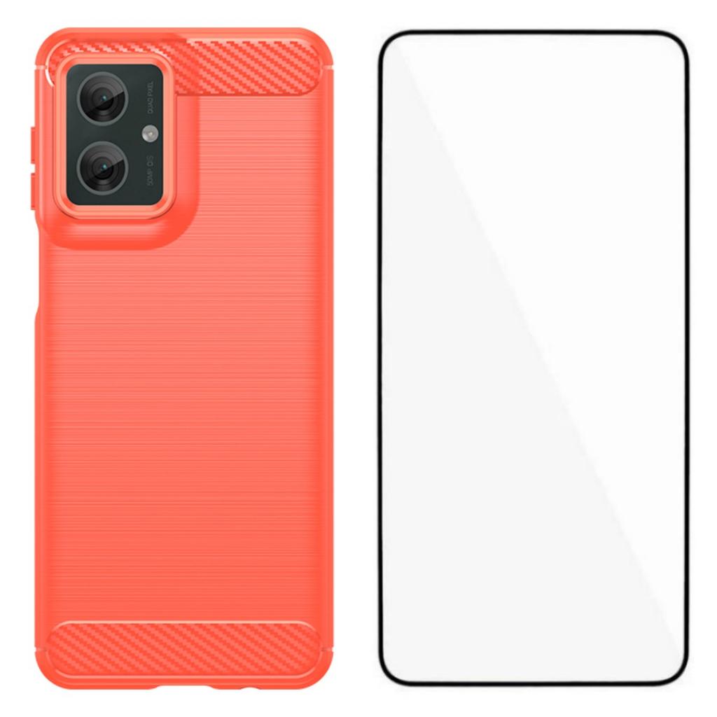 For Motorola Moto G55 5G Case with Screen Film WANLONFENG LS Series Big Lens Hole Brushed Texture TPU Phone Cover