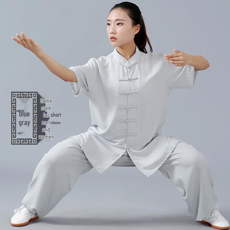 Unisex Cotton Linen Tai Chi Suit - Summer Martial Arts Practice & Competition Wear