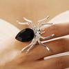 Exaggerated Vintage Colorful Rhinestone Spider Open Rings Gothic Halloween Big Insect Spider Finger Ring For Women Men Jewelry