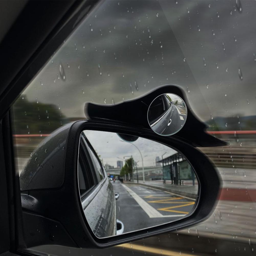 2Pcs 360 Rotatable Car Blind Spot Mirror And Rain Eyebrow Auto Parking Safety Auxiliary Mirror Accessories
