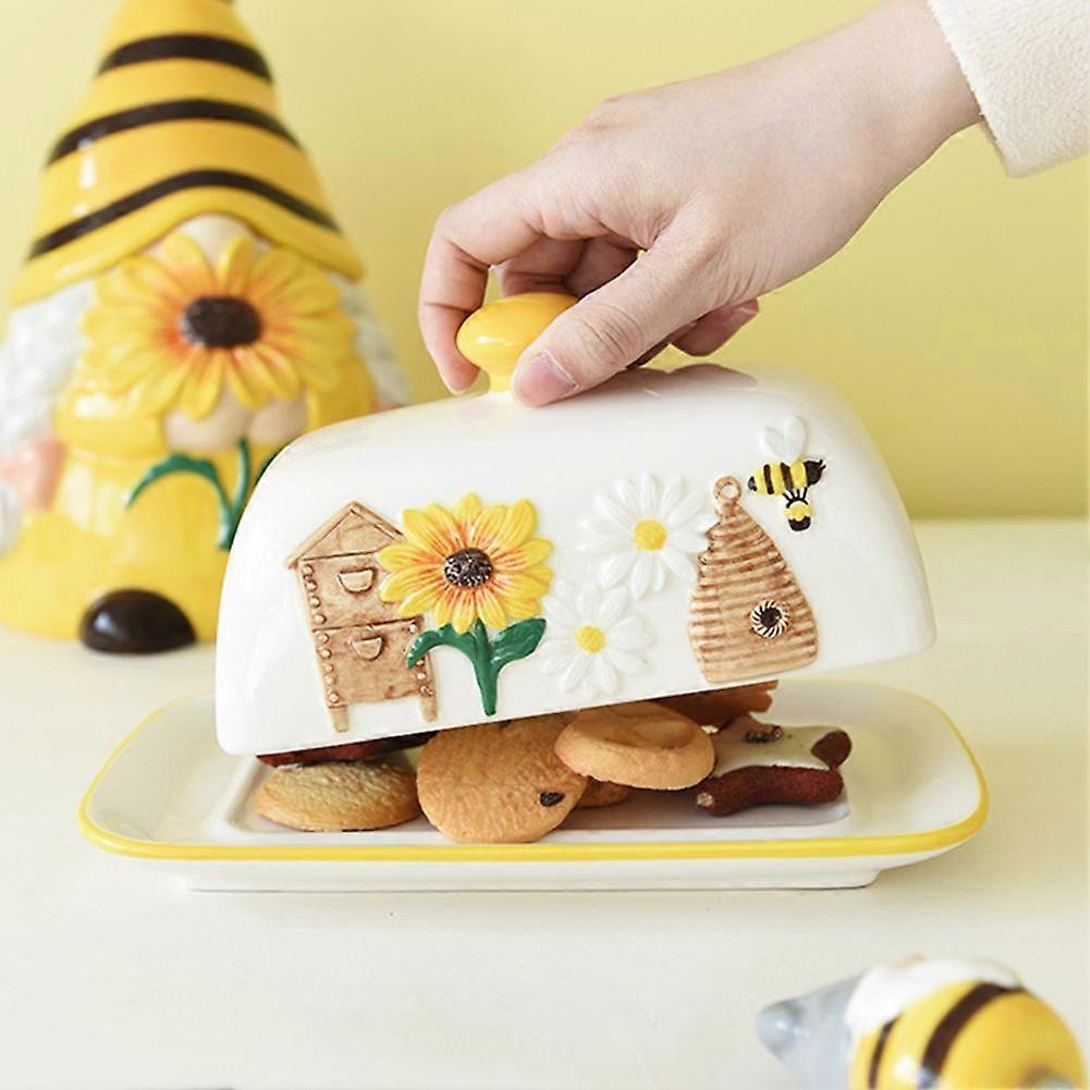 Spring Bee Sunflower Elf Ceramic Tableware Butter Plate Western Food