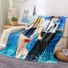 1PC Summer time Rendering Print Flannel Blanket, High quality All Seasons, Home Decor, Warmth and Comfort, Perfect for Christmas Gifts