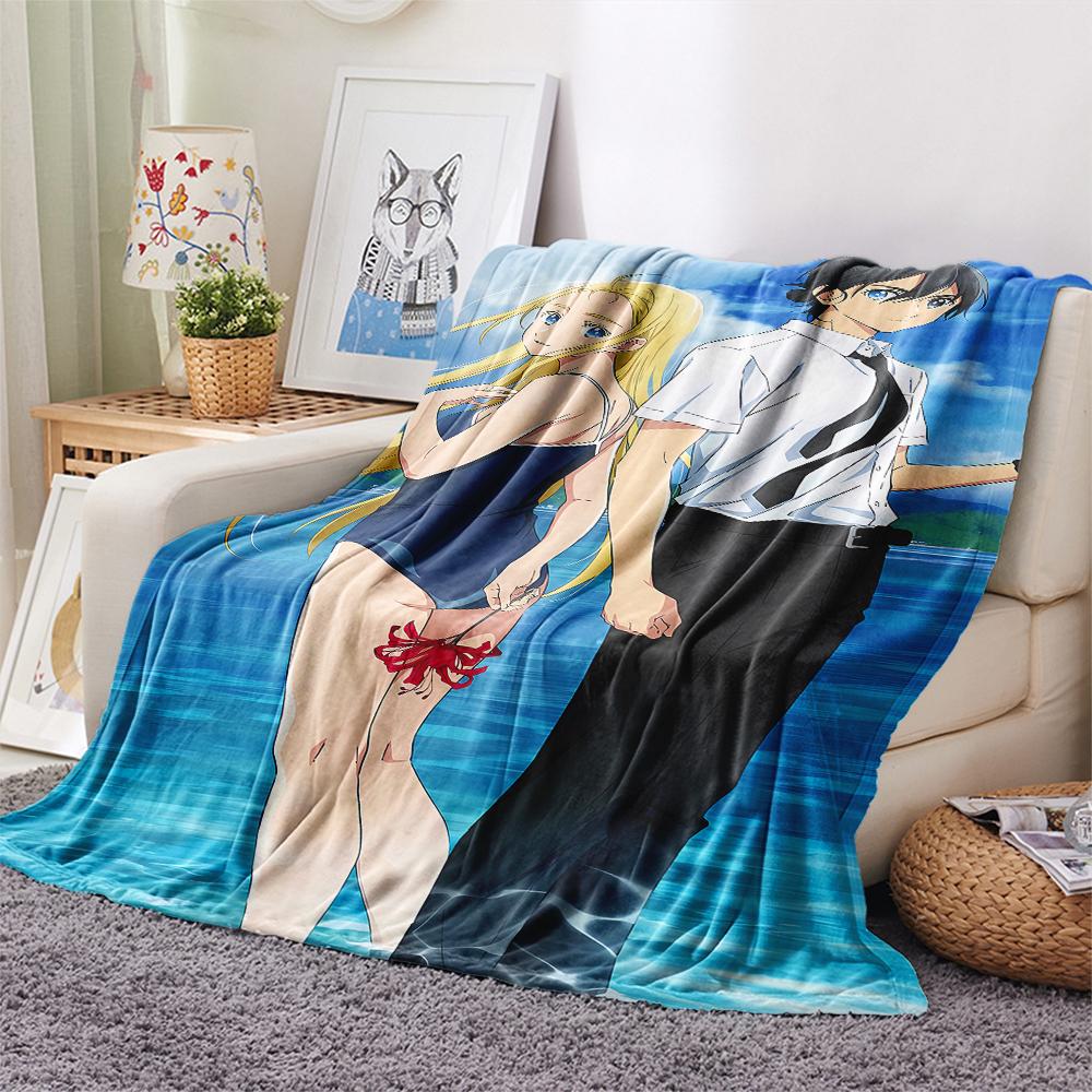 1PC Summer time Rendering Print Flannel Blanket, High quality All Seasons, Home Decor, Warmth and Comfort, Perfect for Christmas Gifts