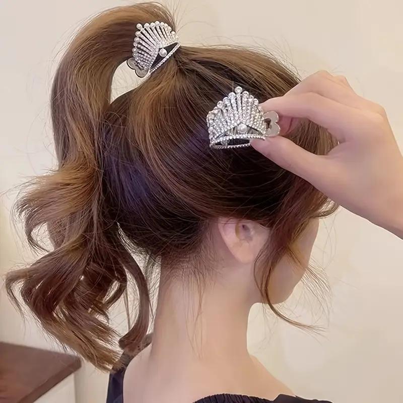 High-grade Crown Black High Ponytail Small Clip Headdress Female Summer Hairpin Back Head Anti-collapse Fixed Artifact Hairpin