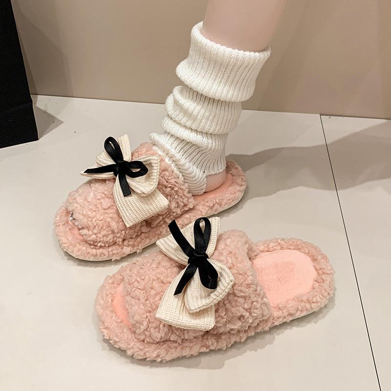 Women's Cute Cartoon Plush Slippers - Warm and Warm Countertop Cotton Winter Home Slippers Girls Sweet Thick Bottom Plush Casual Indoor Shoes