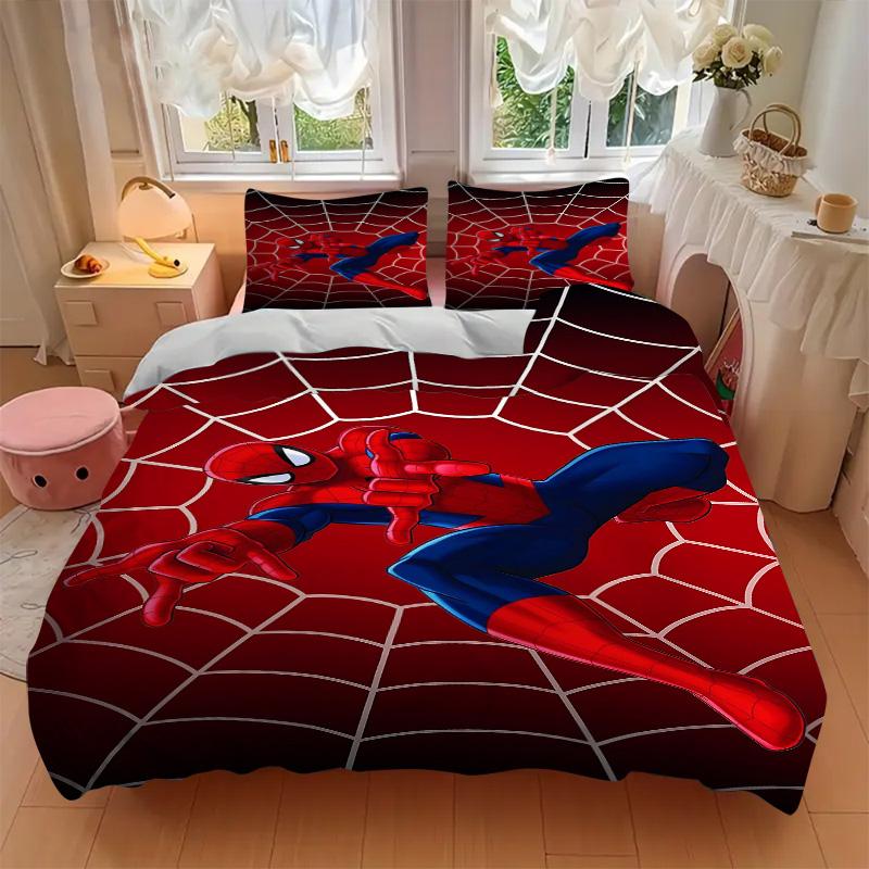Spiderman Web Adventure Print 3Pcs Bedding Setduvet Cover With 2 Bedropillowcase Home Birthday Gift