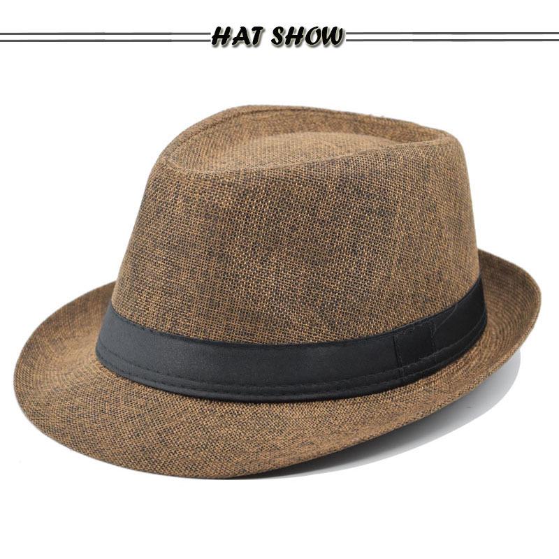British Style Linen Fedora: Cross-border Gift for Middle-aged and Elderly; Outdoor Sun Protection Panama Performance Hat.