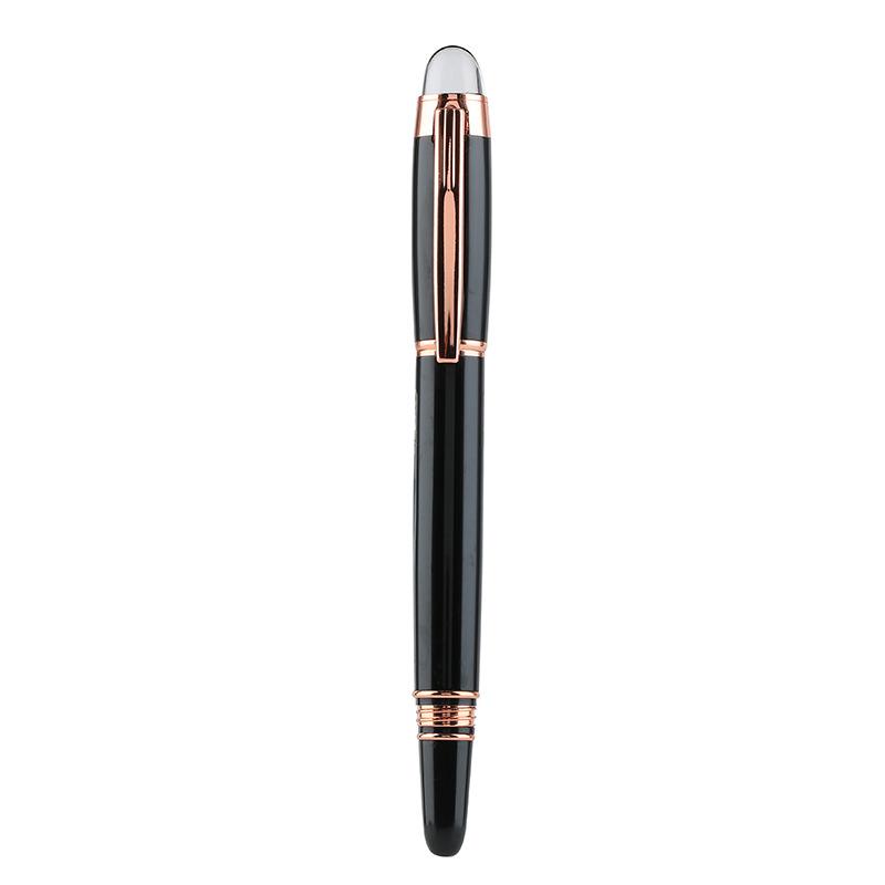 Insert Metal Signature Pen Business Gift Ballpoint Pen Rotating Pen Cap Crystal Head Top Black Ink Logo Printing