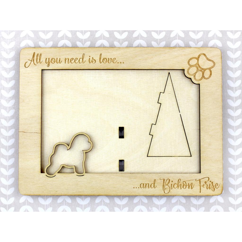 Bichon Frise, Bichon Tenerife, Bichon a poil frise – Photo frame, engraved wooden frame | Art-Dog