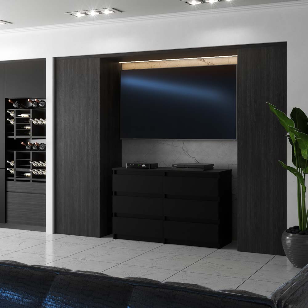 Black Chest of Drawers 100 CM TV Cabinet Sideboard Wardrobe Living Room Furniture