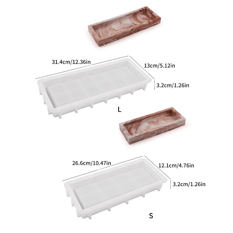 Silicone Tray Molds for Resin DIY Rectangle Mold for Epoxy Casting Jewelry Holder Dish Mold Decorative Candle Tray Mold