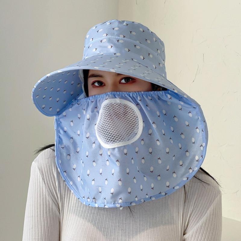 

Trendy Sun Summer Hat For Women With Bow Breathable Uv Protection Use Outdoor небесно-голубой