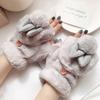 Short Plush Fingerless Glove Thick Warm Gloves Daily Flip Half Finger Gloves  Winter