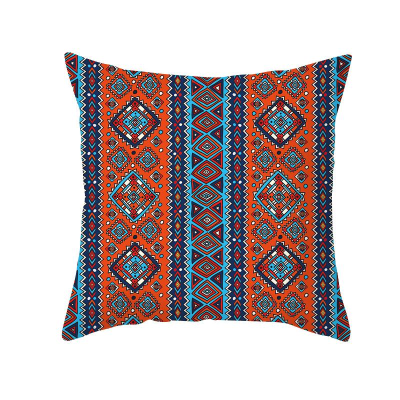 New Bohemian Colorful Geometric Pattern Short Plush Pillowcase Ethnic Style Retro Pillowcase Cushion